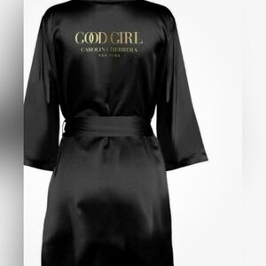 Carolina Herrera Black Satin Robe